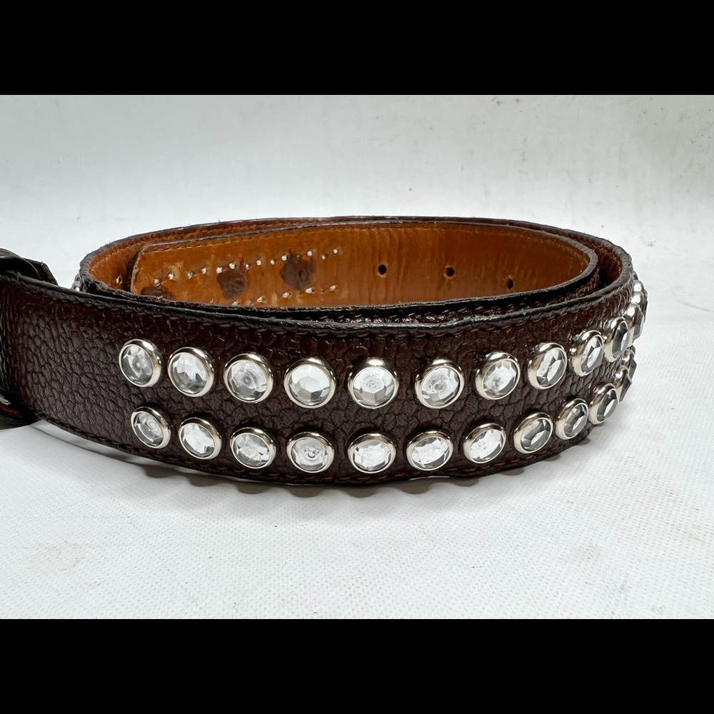 B-Low the Belt Rhinestone Leather Belt size 26 $175 - Picture 7 of 8